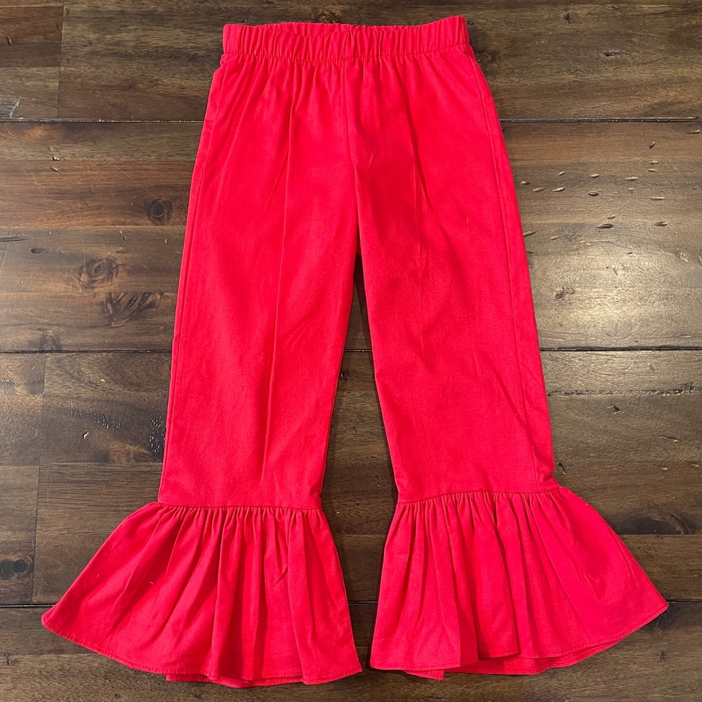 Ric Rac and Ruffles Santa set, black and white top and red flair pants size 2T - Picture 3 of 5